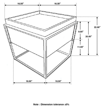 Ondrej Dark Brown/Gunmetal Square Accent Table with Removable Top Tray - 936007 - Bien Home Furniture &amp; Electronics