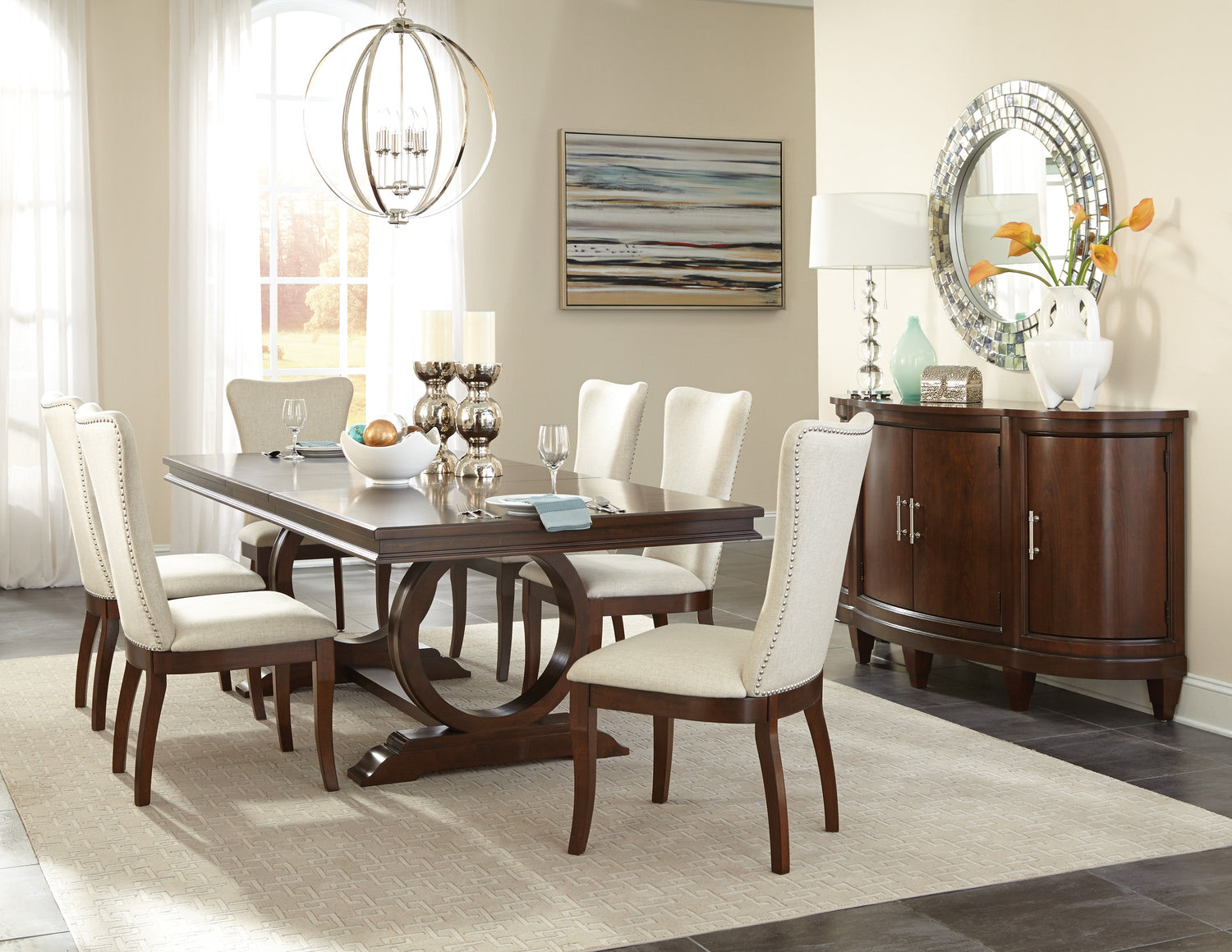 Oratorio Cherry Extendable Dining Table - SET | 5562-96 | 5562-96B - Bien Home Furniture &amp; Electronics