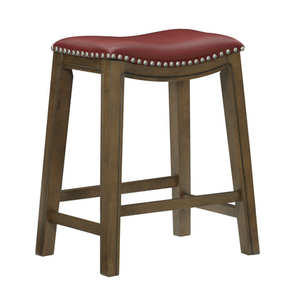 Ordway Red/Brown Counter Height Stool, Red - 5682RED-24 - Bien Home Furniture &amp; Electronics