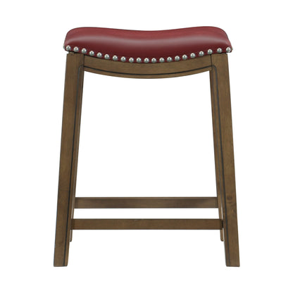 Ordway Red/Brown Counter Height Stool, Red - 5682RED-24 - Bien Home Furniture &amp; Electronics