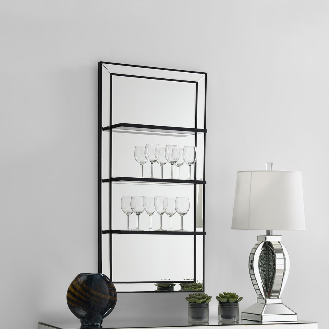 Oriel 3-Shelf Rectangle Wall Mirror - 961631 - Bien Home Furniture &amp; Electronics