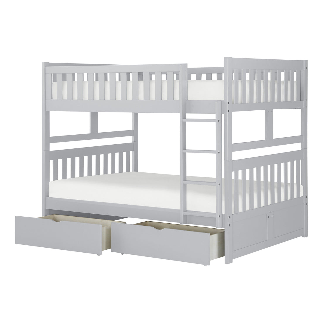 Orion Gray Full/Full Bunk Bed with Storage Boxes - SET | B2063FF-1 | B2063FF-2 | B2063FF-SL | B2063-T - Bien Home Furniture &amp; Electronics