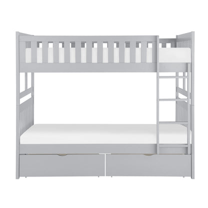 Orion Gray Full/Full Bunk Bed with Storage Boxes - SET | B2063FF-1 | B2063FF-2 | B2063FF-SL | B2063-T - Bien Home Furniture &amp; Electronics