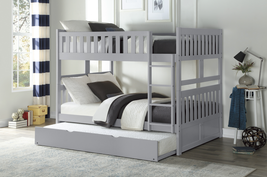 Orion Gray Full/Full Bunk Bed with Twin Trundle - SET | B2063FF-1 | B2063FF-2 | B2063FF-SL | B2063-R - Bien Home Furniture &amp; Electronics