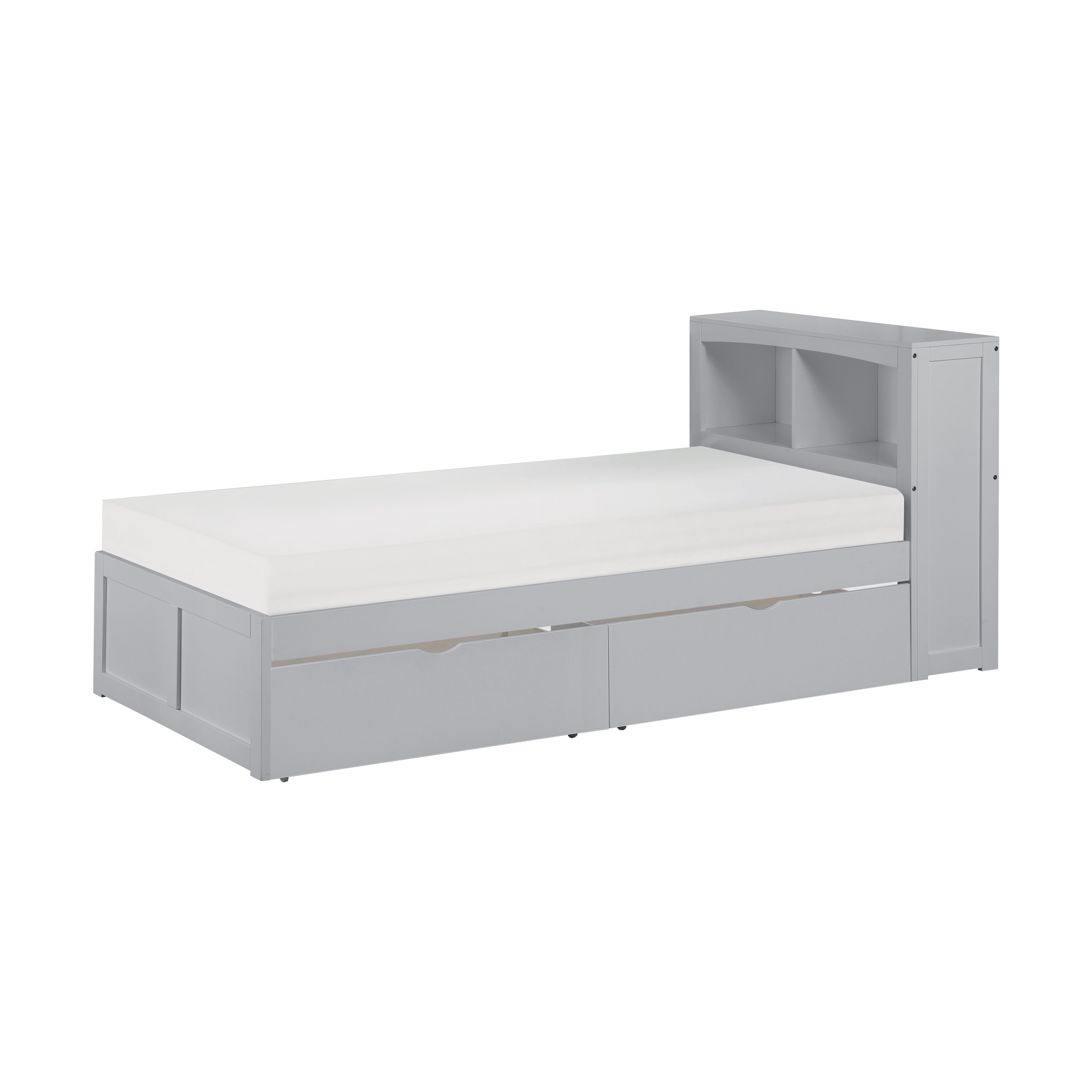 Orion Gray Twin Bookcase Bed with Storage Boxes - SET | B2063BC-1 | B2063BC-2 | B2063-T - Bien Home Furniture &amp; Electronics