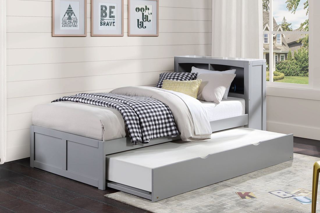 Orion Gray Twin Bookcase Bed with Twin Trundle - SET | B2063BC-1 | B2063BC-2 | B2063-R - Bien Home Furniture &amp; Electronics