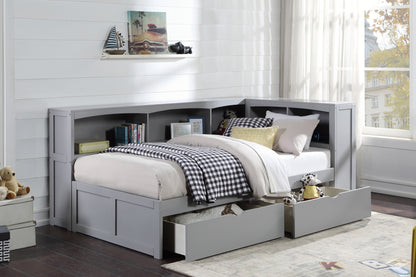Orion Gray Twin Bookcase Corner Bed with Storage Boxes - SET | B2063BC-1 | B2063BC-2 | B2063BC-BC | B2063-T - Bien Home Furniture &amp; Electronics