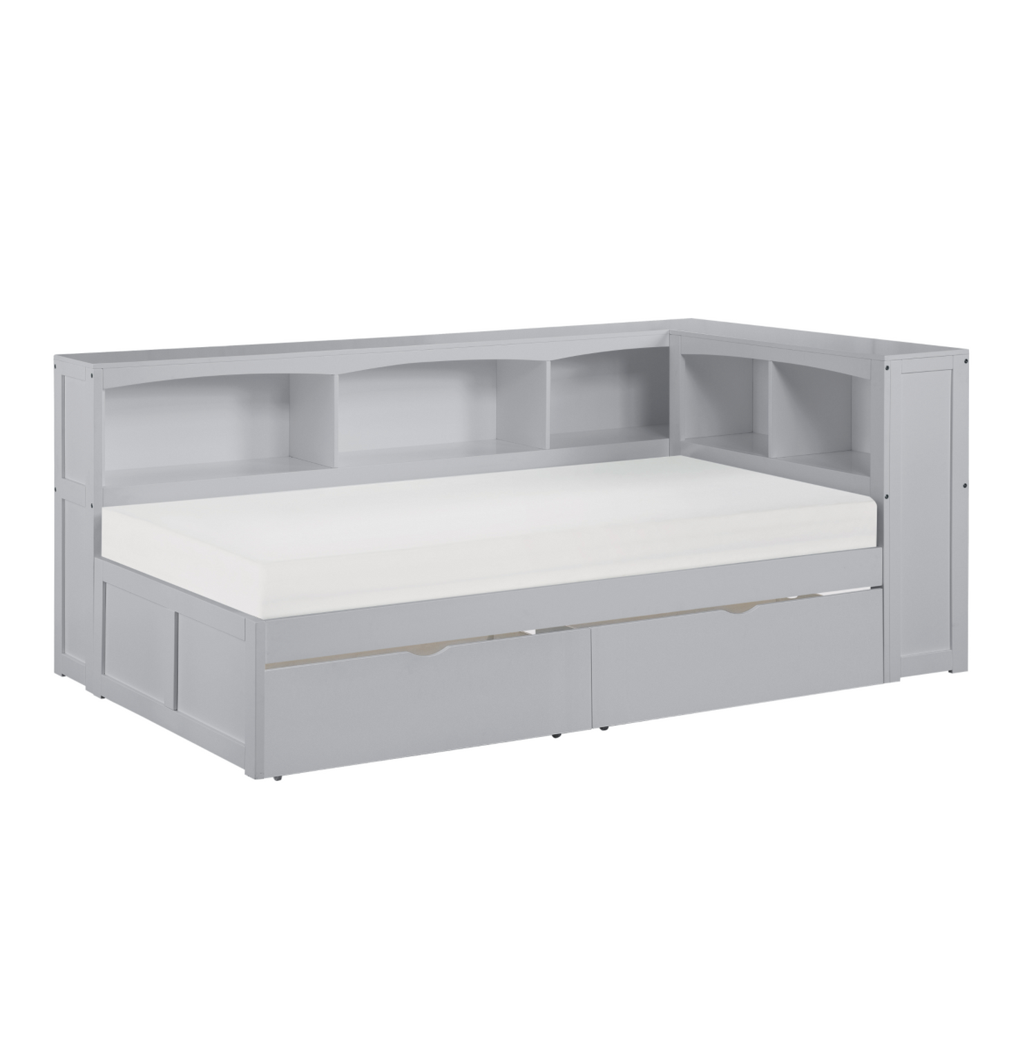 Orion Gray Twin Bookcase Corner Bed with Storage Boxes - SET | B2063BC-1 | B2063BC-2 | B2063BC-BC | B2063-T - Bien Home Furniture &amp; Electronics