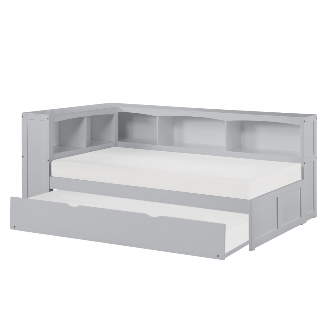 Orion Gray Twin Bookcase Corner Bed with Twin Trundle - SET | B2063BC-1 | B2063BC-2 | B2063BC-BC | B2063-R - Bien Home Furniture &amp; Electronics