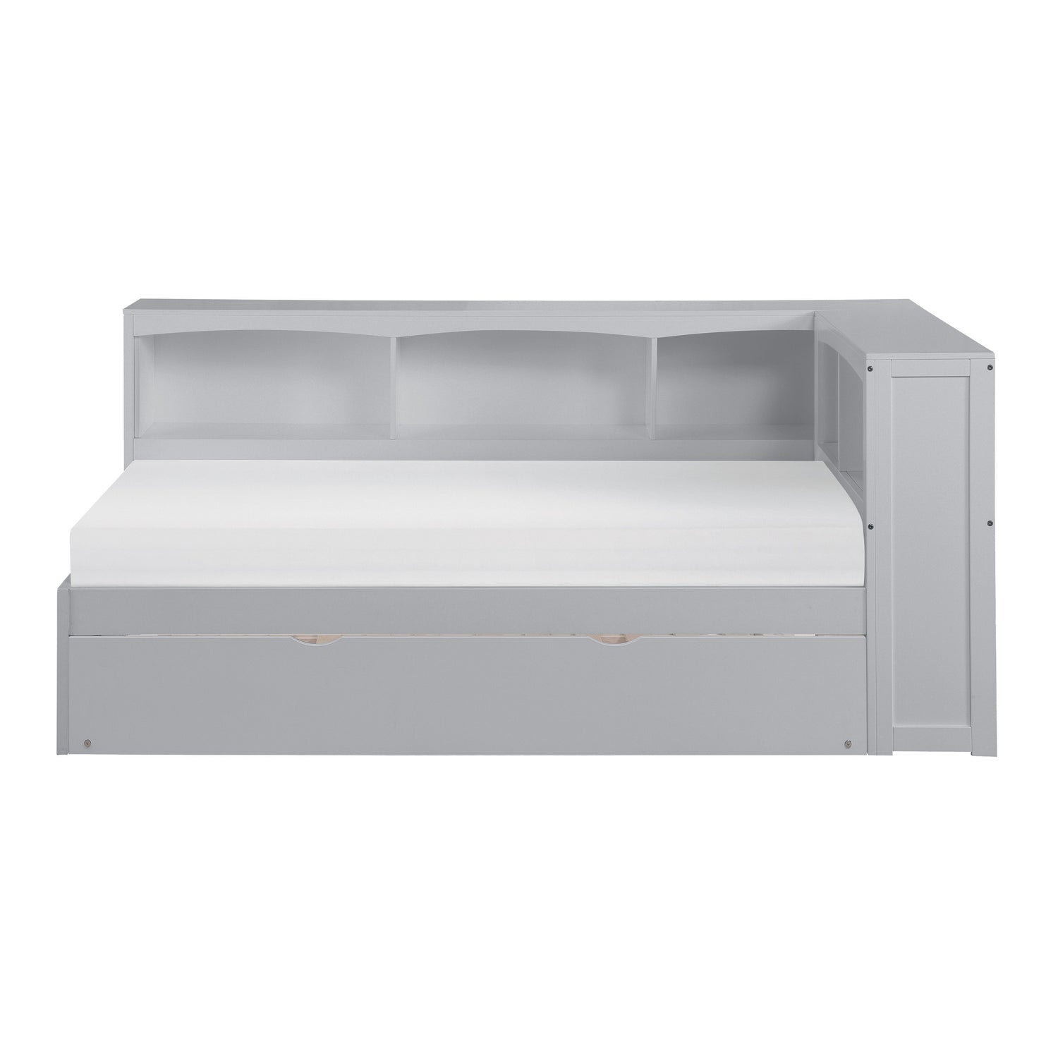 Orion Gray Twin Bookcase Corner Bed with Twin Trundle - SET | B2063BC-1 | B2063BC-2 | B2063BC-BC | B2063-R - Bien Home Furniture &amp; Electronics