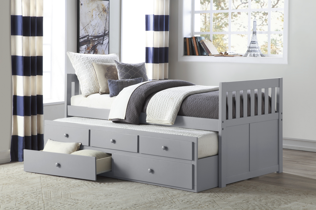 Orion Gray Twin Captains Trundle Bed - SET | B2063PR-1 | B2063PR-2 - Bien Home Furniture &amp; Electronics