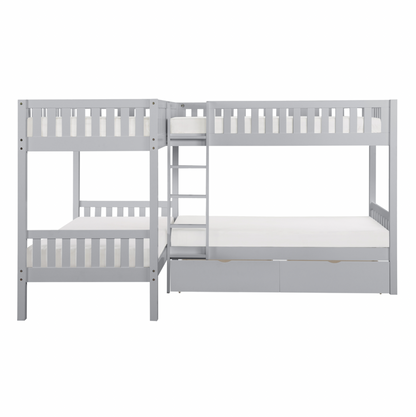 Orion Gray Twin Corner Bunk Bed with Storage Boxes - SET | B2063CN-1 | B2063CN-2 | B2063CN-SL | B2063-T - Bien Home Furniture &amp; Electronics