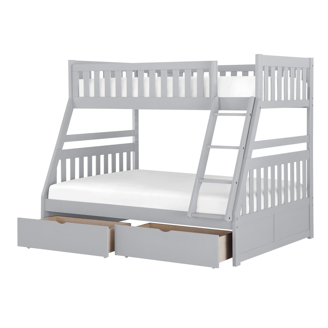 Orion Gray Twin/Full Bunk Bed with Storage Boxes - SET | B2063TF-1 | B2063TF-2 | B2063TF-SL | B2063-T - Bien Home Furniture &amp; Electronics