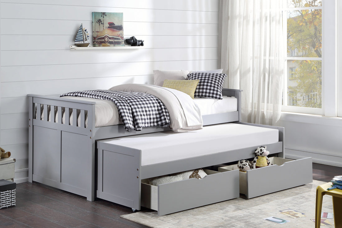 Orion Gray Twin/Twin Bed with Storage Boxes - SET | B2063RT-1 | B2063RT-2 | B2063RT-SL | B2063-T - Bien Home Furniture &amp; Electronics