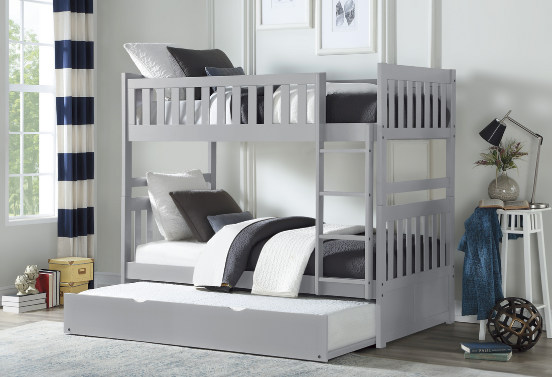 Orion Gray Twin/Twin Bunk Bed with Twin Trundle - SET | B2063-1 | B2063-2 | B2063-SL | B2063-R - Bien Home Furniture &amp; Electronics