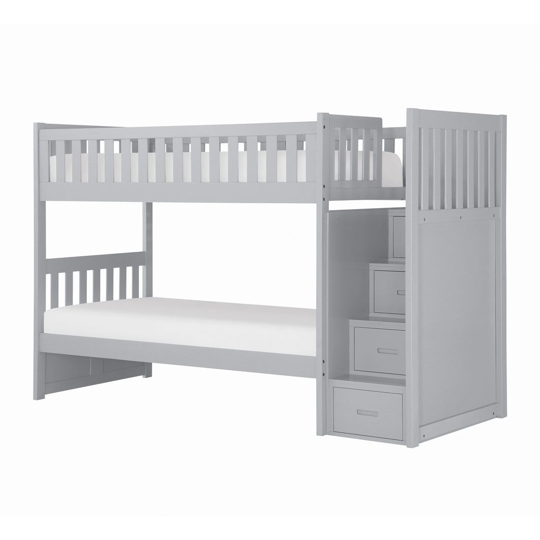 Orion Gray Twin/Twin Step Bunk Bed - SET | B2063SB-1 | B2063SB-2 | B2063SB-3 | B2063SB-SL - Bien Home Furniture &amp; Electronics