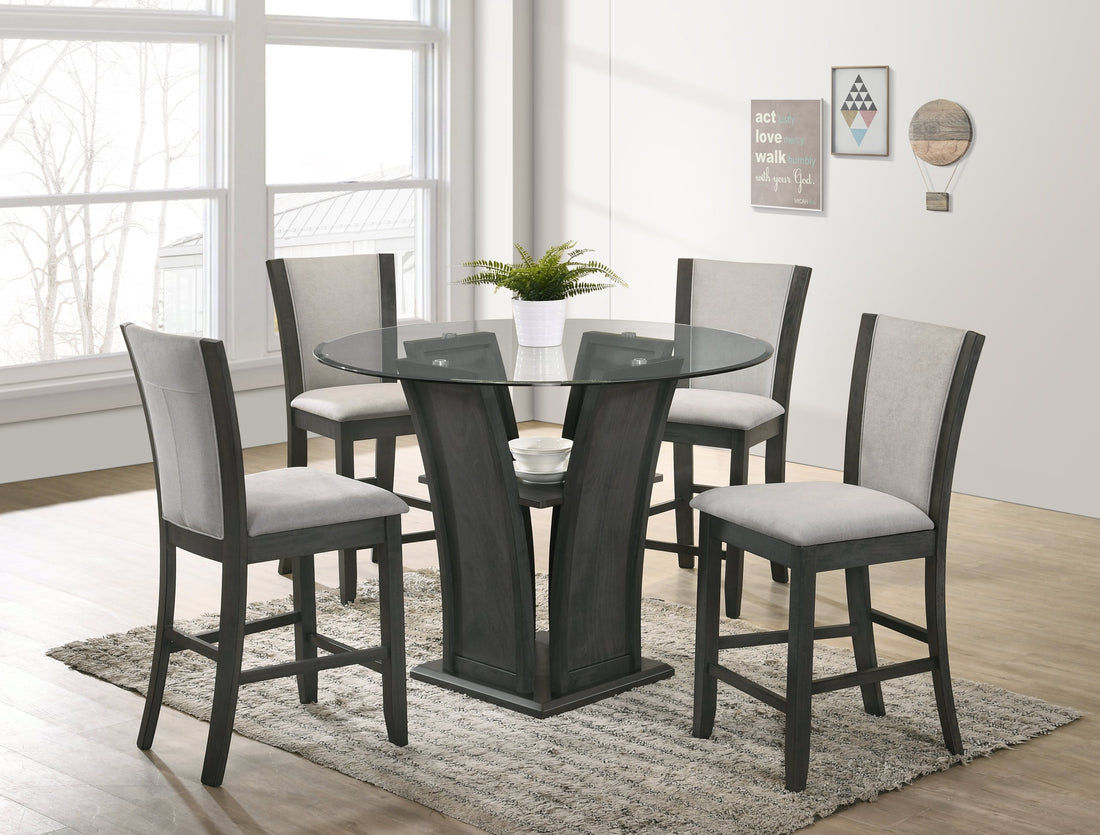 Orlando - Grey Pub Table + 4 Chair Set - Orlando Grey - Bien Home Furniture &amp; Electronics