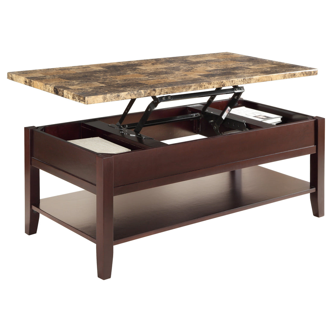 Orton Dark Cherry Lift Top Cocktail Table - 3447-30 - Bien Home Furniture &amp; Electronics