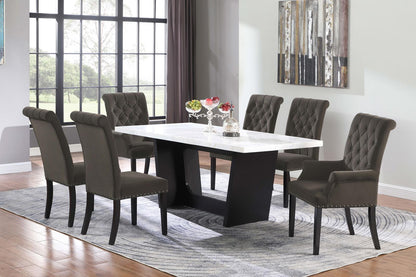 Osborne Espresso/White Trestle Base Marble Top Dining Table - 115511 - Bien Home Furniture &amp; Electronics