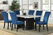 Oslo Blue 7-Piece Faux Marble Dining Set - 1220 Blue - Bien Home Furniture & Electronics