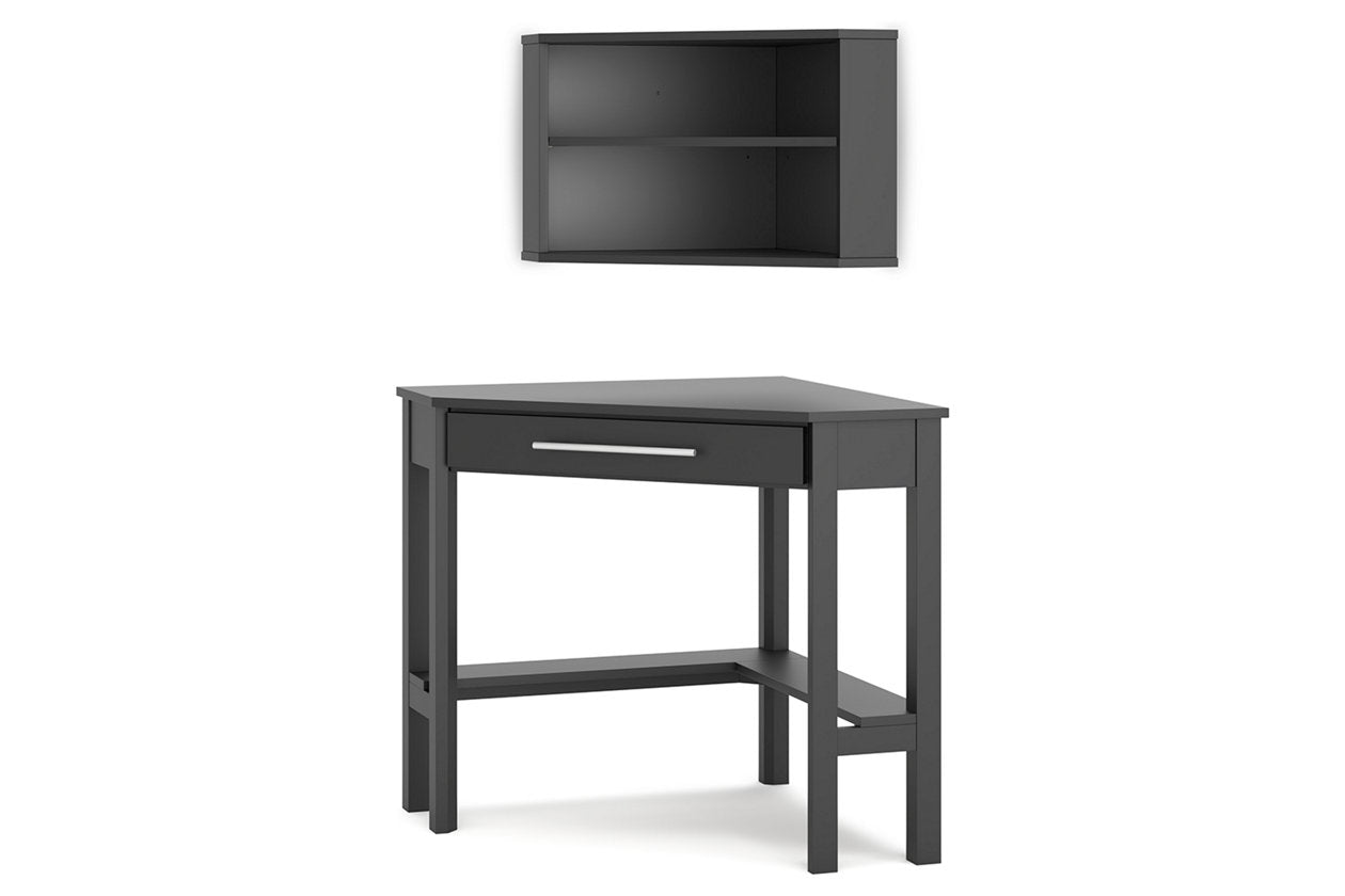 Otaska Black Home Office Corner Desk with Bookcase - SET | H206-22 | H206-22H - Bien Home Furniture &amp; Electronics