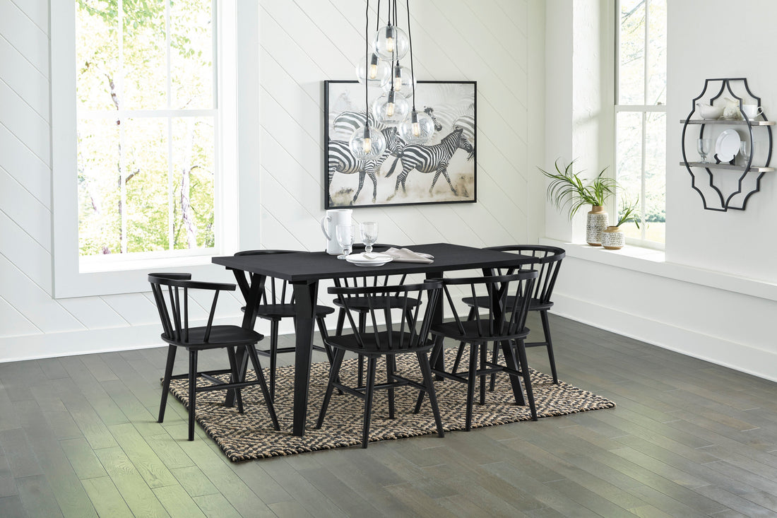 Otaska Black Rectangular Dining Set - SET | D406-25 | D406-01(3) - Bien Home Furniture &amp; Electronics