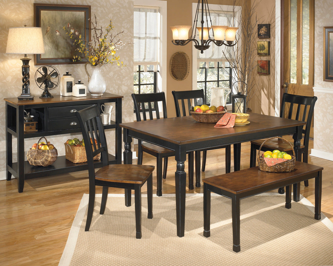 Owingsville Black/Brown Rectangular Dining Set - SET | D580-25 | D580-02(2) - Bien Home Furniture &amp; Electronics