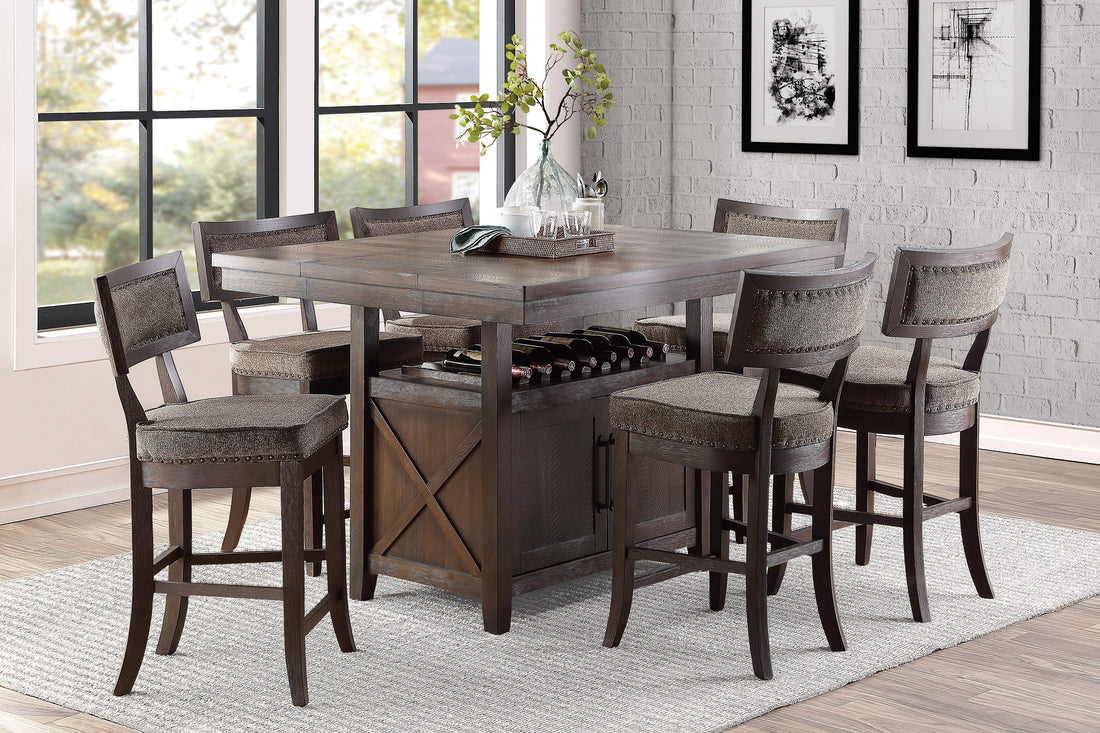 Oxton Dark Cherry/Fabric Extendable Counter Height Set - SET | 5655-36 | 5655-36B | 5655-24FA(4) - Bien Home Furniture & Electronics