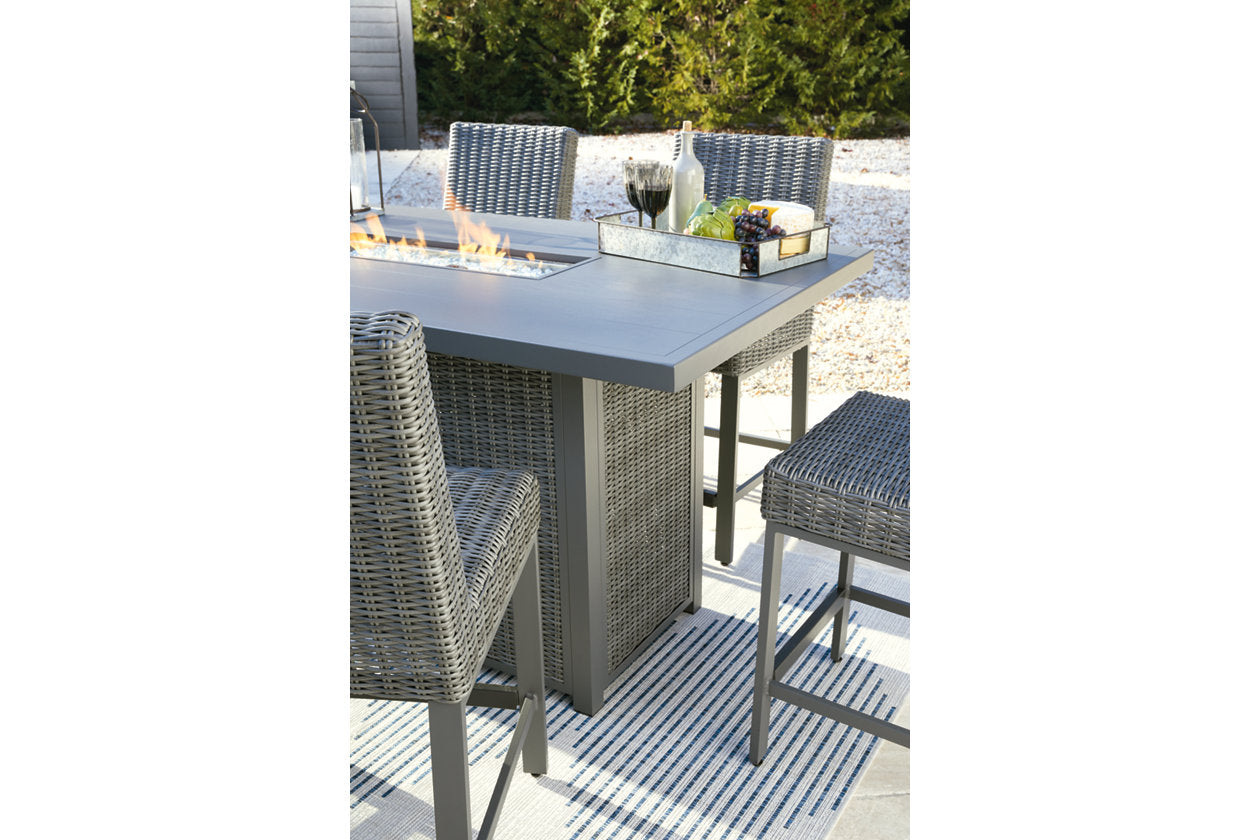 Palazzo Gray Outdoor Counter Height Dining Table with 4 Barstools - SET | P520-130(2) | P520-665 - Bien Home Furniture &amp; Electronics