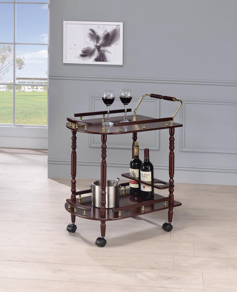 Palmer Merlot/Brass 2-Tier Serving Cart - 3512 - Bien Home Furniture &amp; Electronics