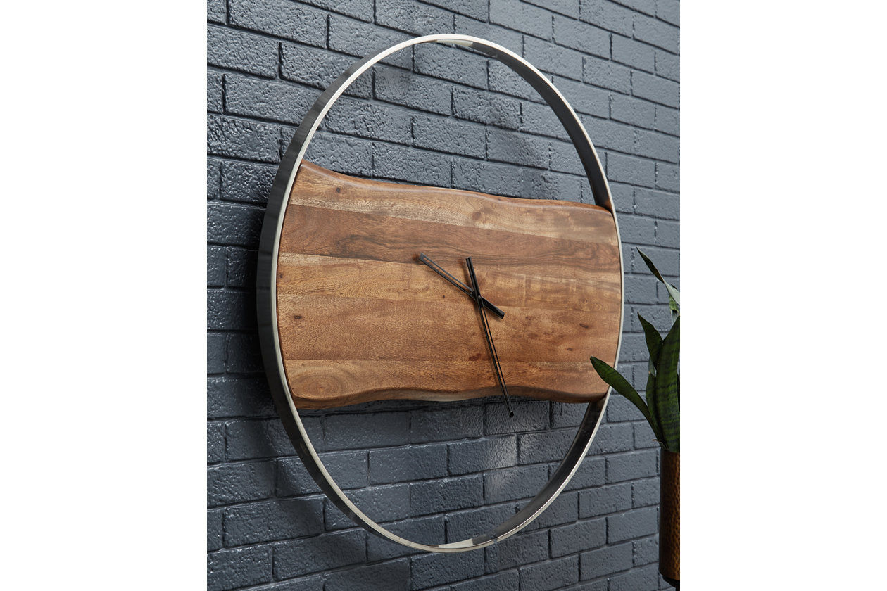 Panchali Brown/Silver Finish Wall Clock - A8010198 - Bien Home Furniture &amp; Electronics