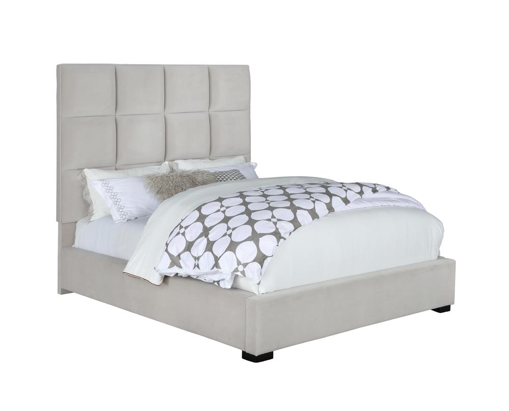 Panes Queen Tufted Upholstered Panel Bed Beige - 315850Q - Bien Home Furniture &amp; Electronics