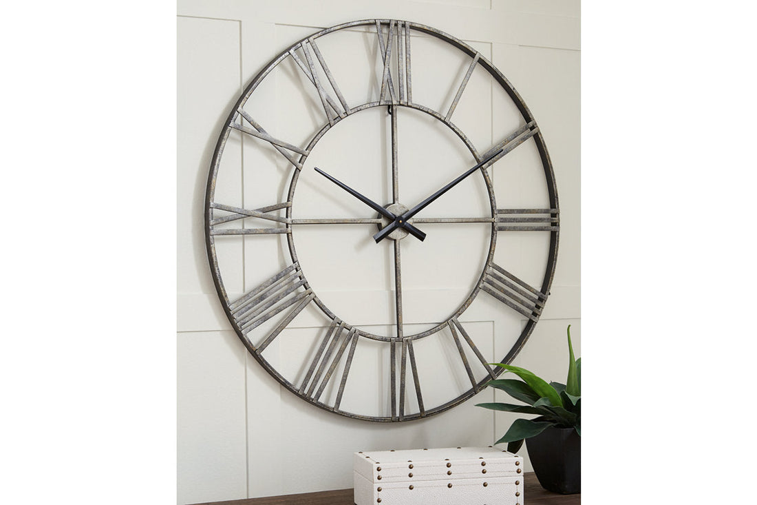 Paquita Antique Silver Wall Clock - A8010237 - Bien Home Furniture &amp; Electronics