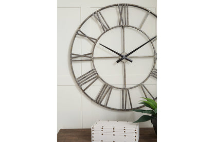 Paquita Antique Silver Wall Clock - A8010237 - Bien Home Furniture &amp; Electronics