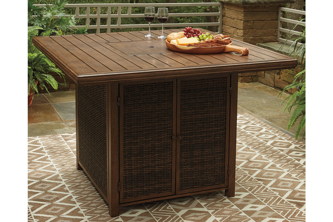 Paradise Trail Medium Brown Bar Table with Fire Pit - P750-665 - Bien Home Furniture &amp; Electronics