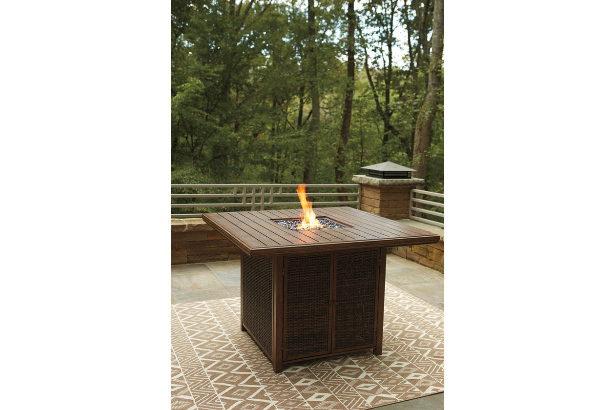Paradise Trail Medium Brown Bar Table with Fire Pit - P750-665 - Bien Home Furniture &amp; Electronics