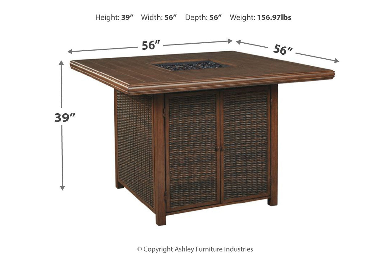 Paradise Trail Medium Brown Bar Table with Fire Pit - P750-665 - Bien Home Furniture &amp; Electronics