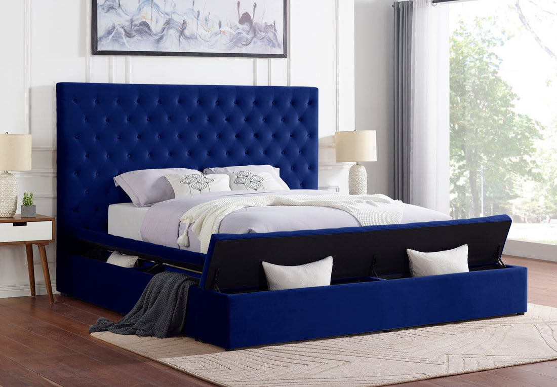 Paris Navy Platform Bed - Queen &amp; King *King - Paris-Navy King - Bien Home Furniture &amp; Electronics
