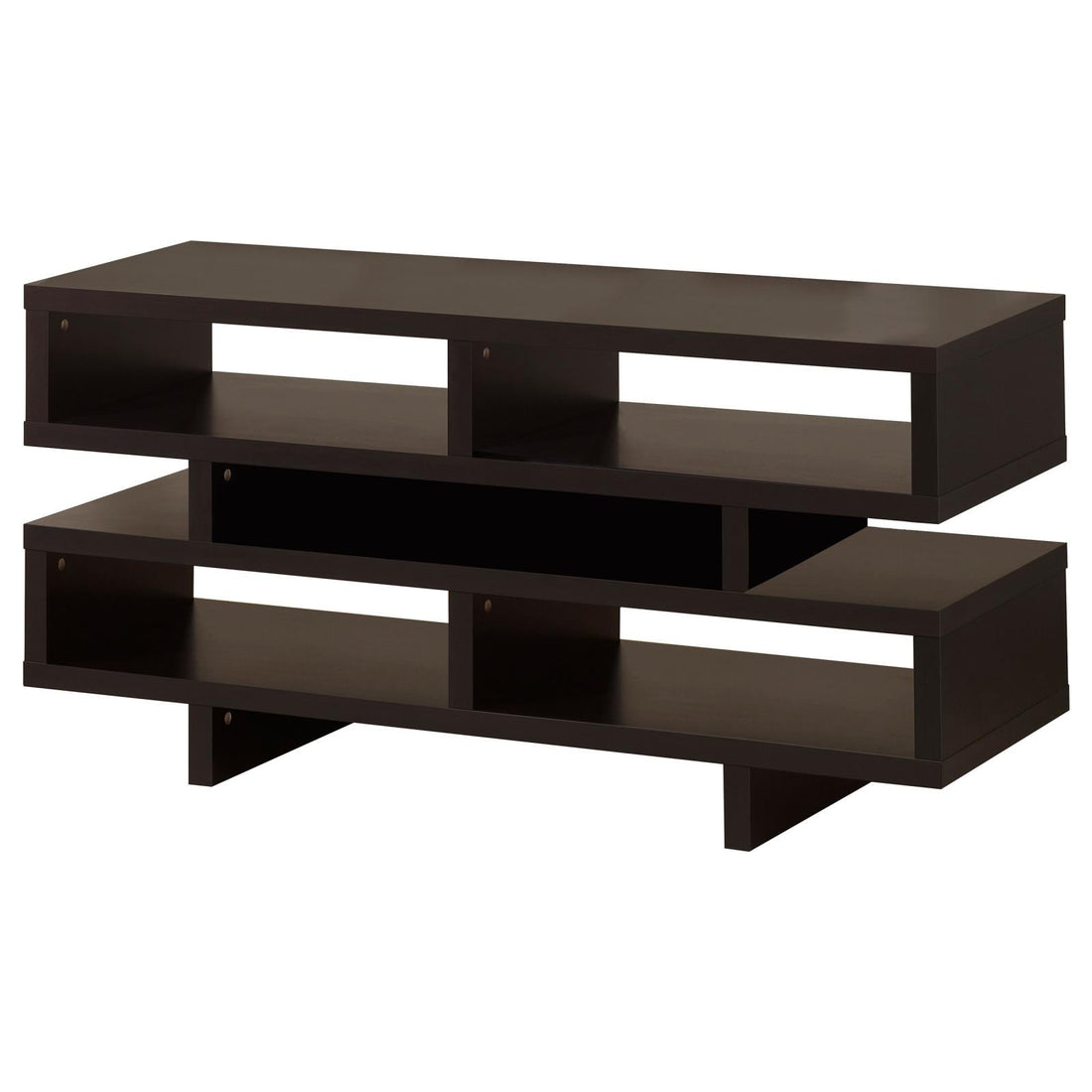 Parker TV Console with 5 Open Compartments Cappuccino - 700720 - Bien Home Furniture &amp; Electronics