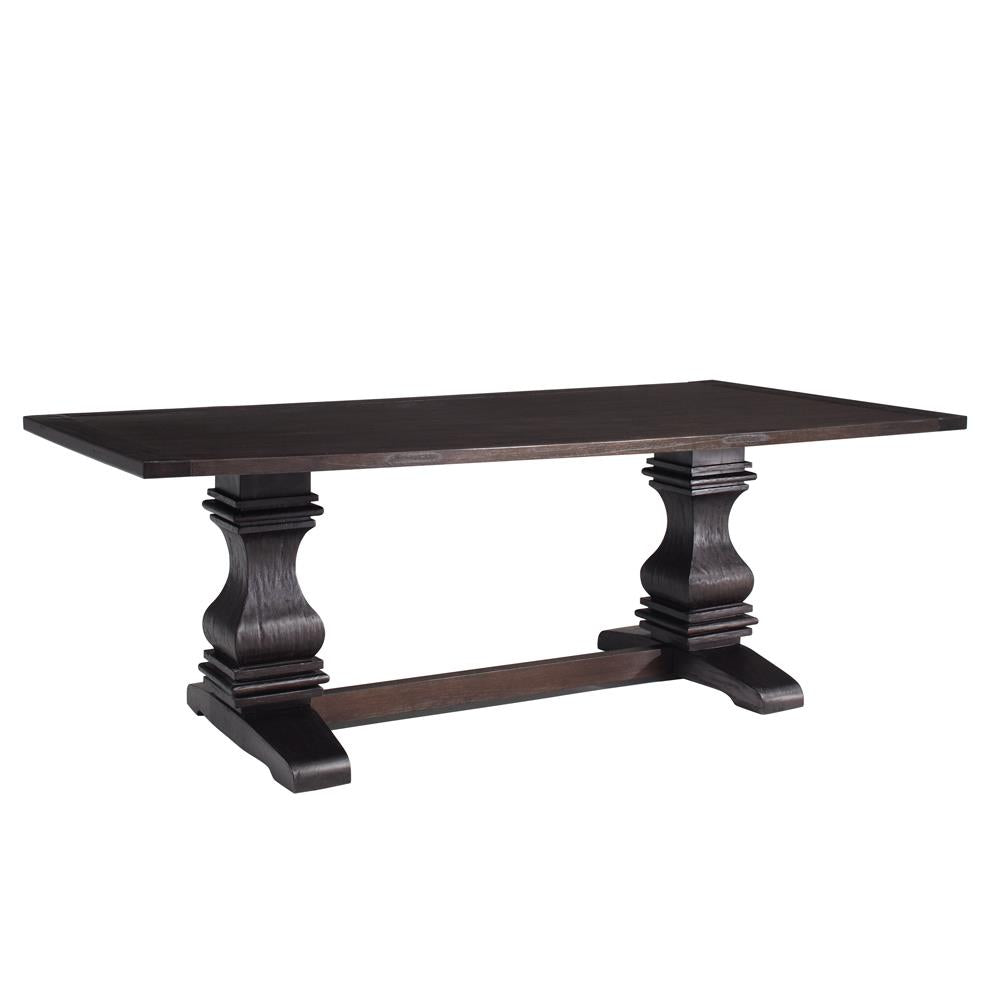 Parkins Rustic Espresso Double Pedestals Dining Table - 107411 - Bien Home Furniture &amp; Electronics