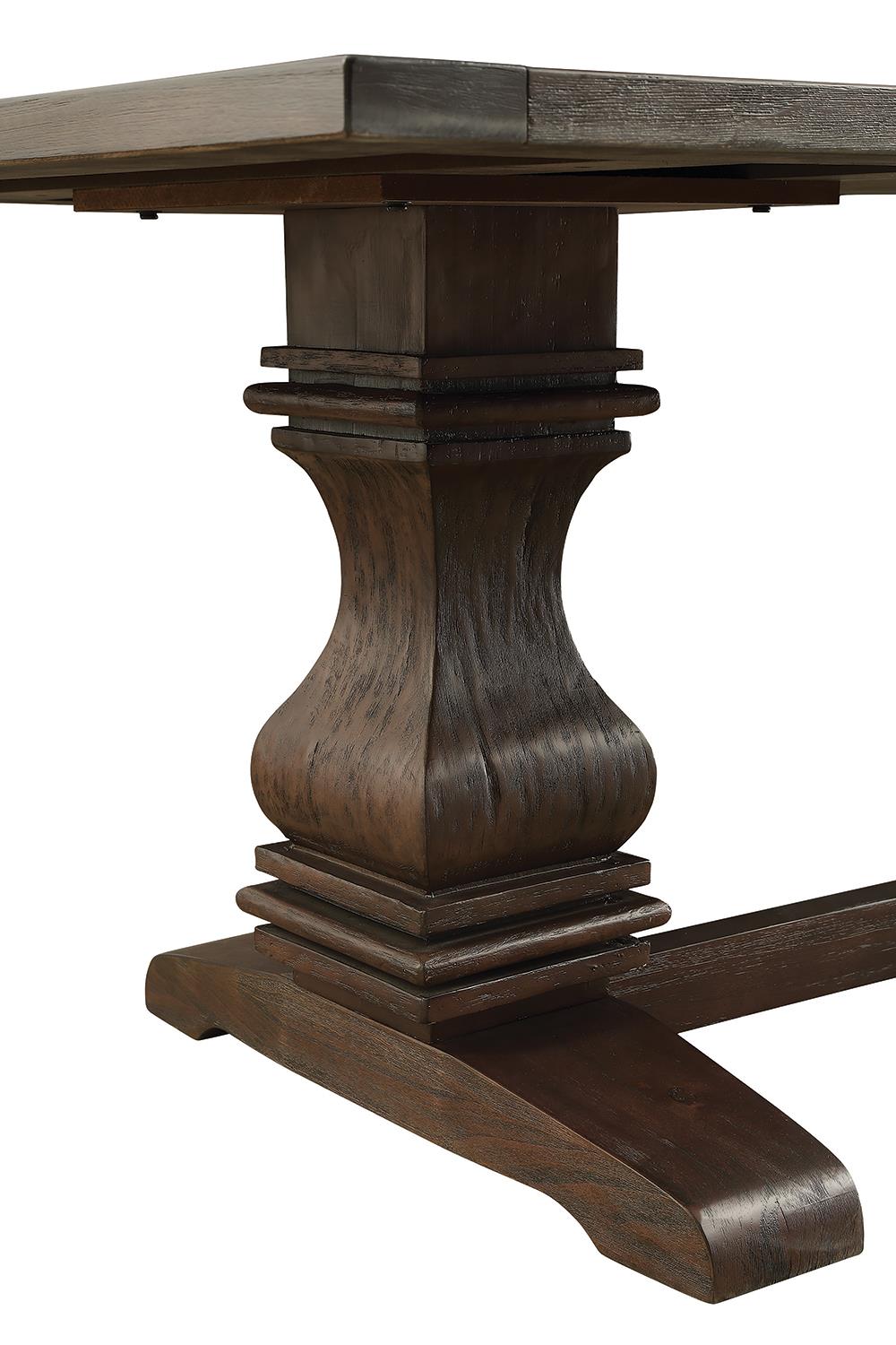 Parkins Rustic Espresso Double Pedestals Dining Table - 107411 - Bien Home Furniture &amp; Electronics