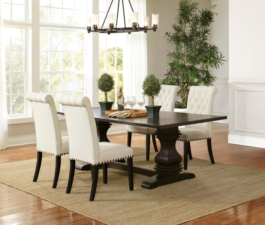 Parkins Traditional Rustic Espresso and White Five-Piece Dining Set - 107411-S5 - Bien Home Furniture &amp; Electronics