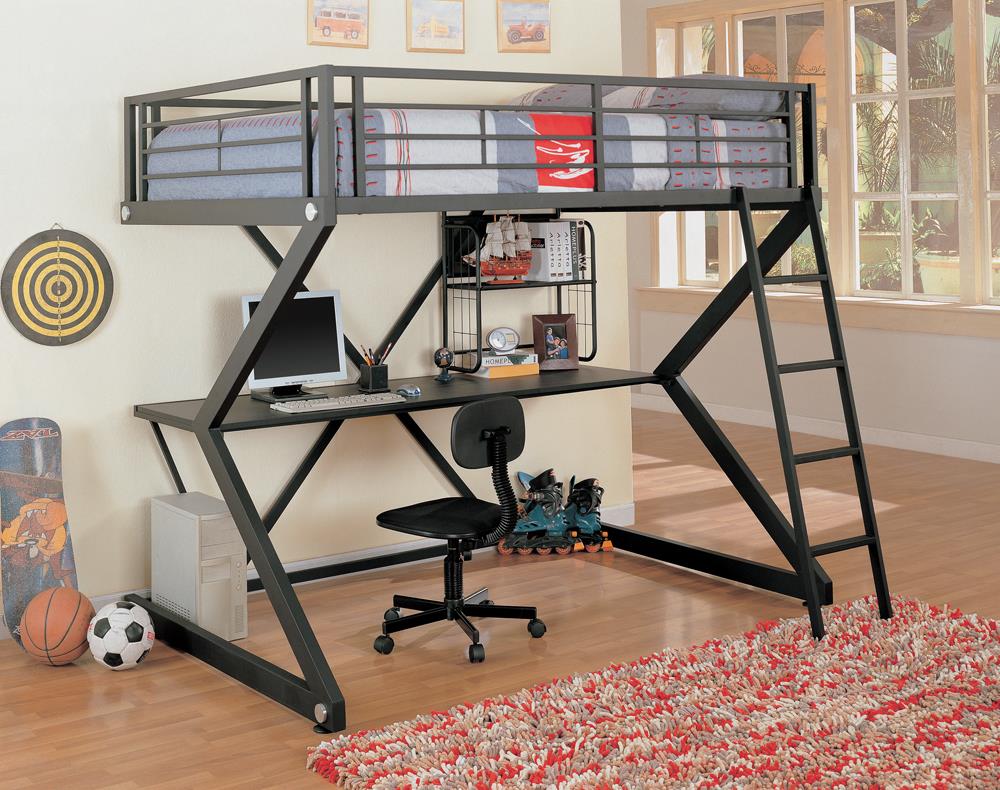 Parkview Full Workstation Loft Bed Black - 460092 - Bien Home Furniture &amp; Electronics