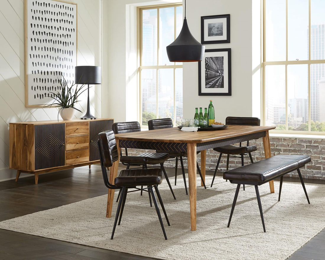 Partridge 7-piece Rectangular Dining Set Natural Sheesham and Espresso - 110571-S6E - Bien Home Furniture &amp; Electronics