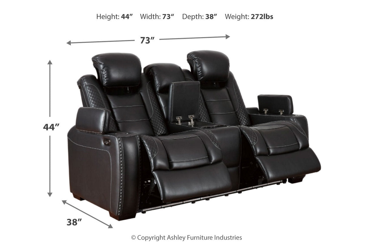 Party Time Midnight Power Reclining Loveseat with Console - 3700318 - Bien Home Furniture &amp; Electronics