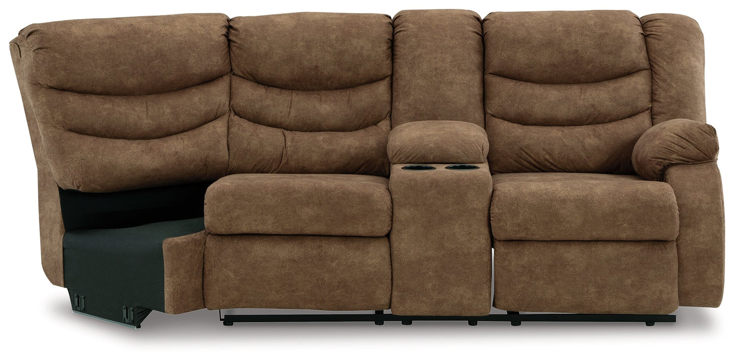 Partymate Brindle Right-Arm Facing Reclining Loveseat with Half Wedge Console - 3690249 - Bien Home Furniture &amp; Electronics