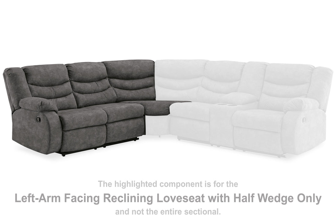 Partymate Slate Left-Arm Facing Reclining Loveseat with Half Wedge - 3690348 - Bien Home Furniture &amp; Electronics