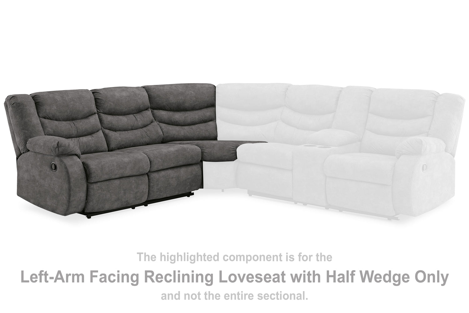 Partymate Slate Left-Arm Facing Reclining Loveseat with Half Wedge - 3690348 - Bien Home Furniture &amp; Electronics