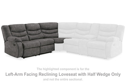 Partymate Slate Left-Arm Facing Reclining Loveseat with Half Wedge - 3690348 - Bien Home Furniture &amp; Electronics