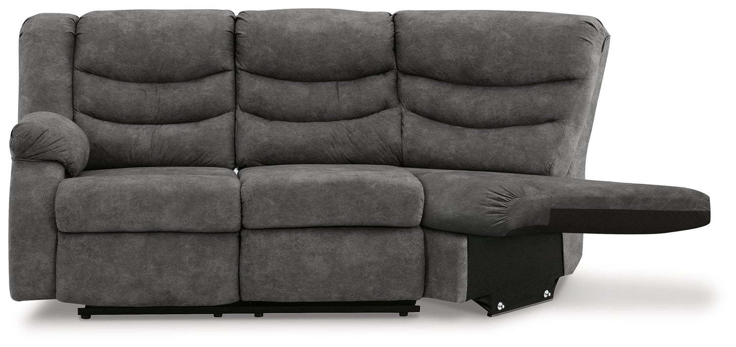 Partymate Slate Left-Arm Facing Reclining Loveseat with Half Wedge - 3690348 - Bien Home Furniture &amp; Electronics